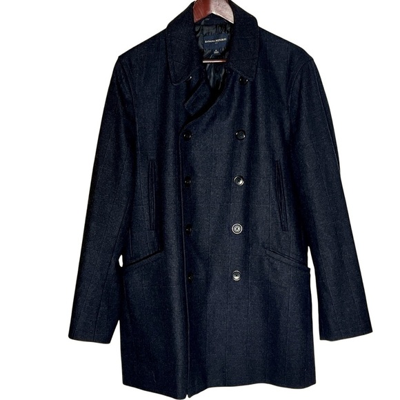 Banana Republic Classic Mid Length Wool Blend Peacoat Charcoal Gray Women’s M - Picture 2 of 12